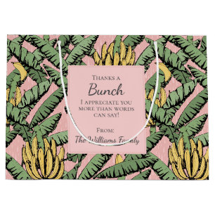 Pink Thanks a Bunch Tropical Bananas Appreciation Large Gift Bag