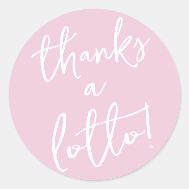 Pink Thanks a Lotto Sticker Lottery Ticket Favour (Front)