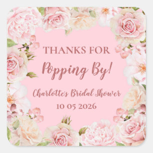 Pink Thanks for Popping By Bridal Shower Tag