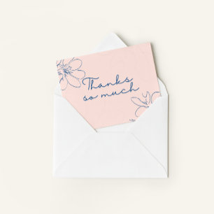 Pink "Thanks So Much" Hand-Drawn Wildflower Thank You Card
