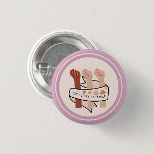 Pink The future is female feminist 3 Cm Round Badge