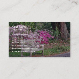 Pink The garden bench flowers Business Card