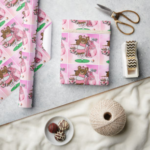 Pink theme golf for woman golfer wrapping paper