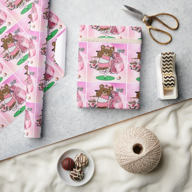 Pink theme golf for woman golfer wrapping paper (Crafts)