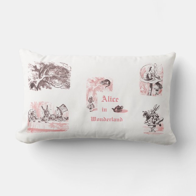 Pink Theme Vintage Alice in Wonderland Pillow (Front)