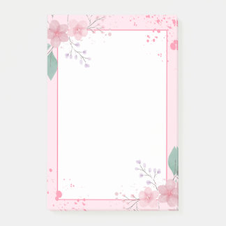 Pink Themed Floral Notepad
