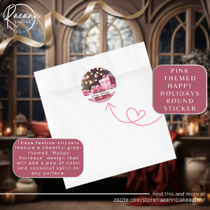 Pink Themed Happy Holidays Sticker