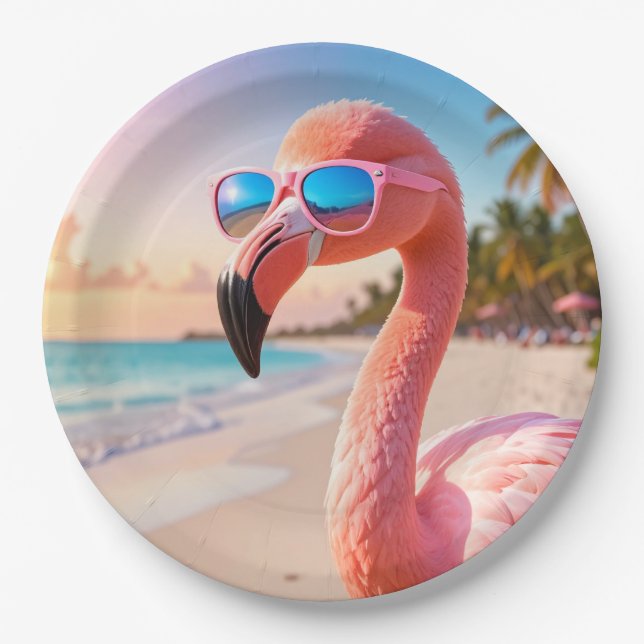 PINK THINKER Flamingo Pink Paper Plate (Front)