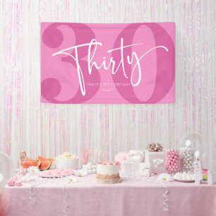 Pink Thirty 30th Thirtieth Birthday Party Banner