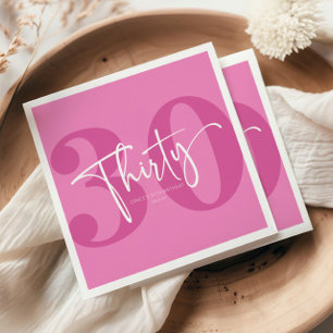 Pink Thirty 30th Thirtieth Birthday Party Napkin