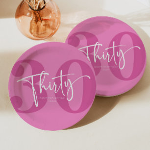 Pink Thirty 30th Thirtieth Birthday Party Paper Plate