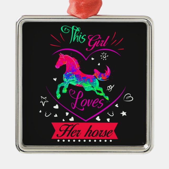Pink This Girl Loves Her Horse   Metal Tree Decoration (Front)