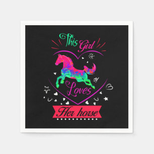Pink This Girl Loves Her Horse Napkin