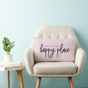 Pink This is my Happy Place Modern Simple dorm Lumbar Cushion