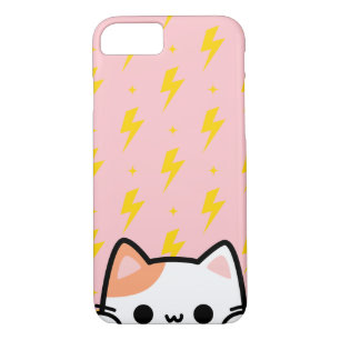 Pink thunder bolt with kitten iPhone 8/7 case