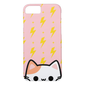 Pink thunder bolt with kitten iPhone 8/7 case