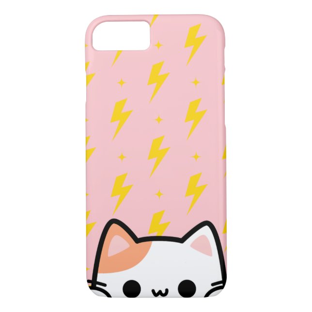 Pink thunder bolt with kitten Case-Mate iPhone case (Back)