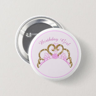 Pink Tiara Birthday Girl Pin