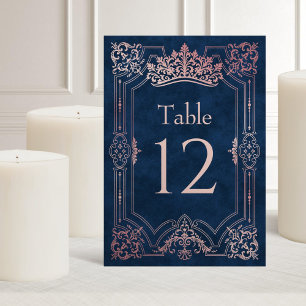 Pink Tiara Crown Elegant Quinceanera Table Number