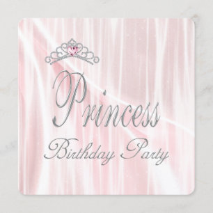 Pink Tiara Girls Princess Birthday Party Invitation