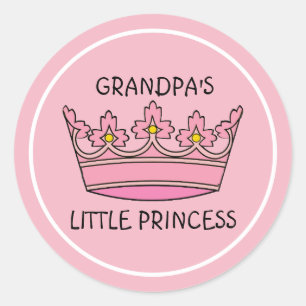 Pink Tiara Grandpa's Little Princess Classic Round Sticker