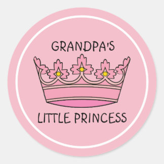 Pink Tiara Grandpa's Little Princess Classic Round Sticker