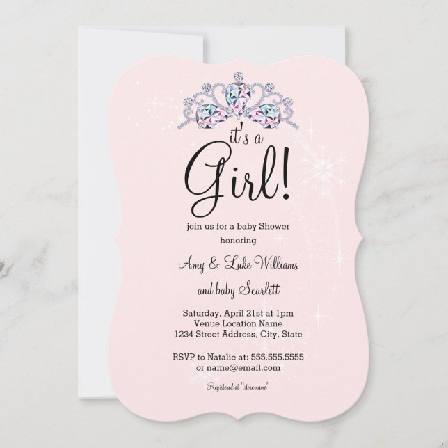 Pink Tiara It's a Girl Baby Shower Invitation (Front)
