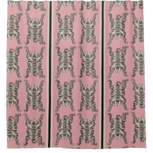 Pink Tibetan Tiger pattern Striped Shower Curtain