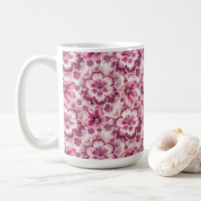 Pink Tie Dye Floral Coffee Mug (With Donut)