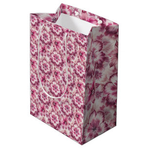 Pink Tie Dye Floral Medium Gift Bag