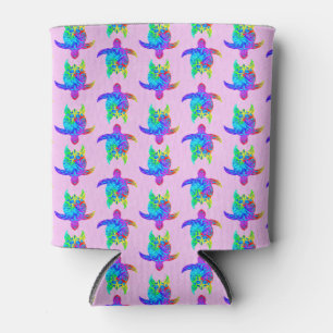 Pink Tie Dye Island Tribal Turtles Can Cooler