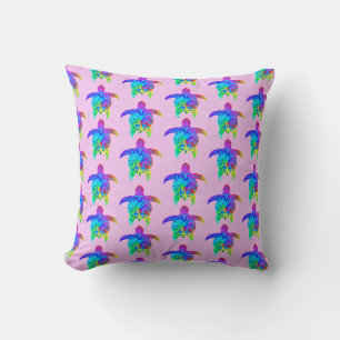 Pink Tie Dye Island Tribal Turtles Cushion