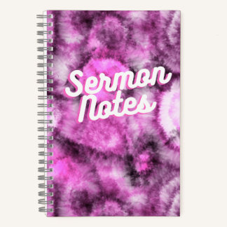 Pink Tie Dye Pattern Sermon Notes Notebook