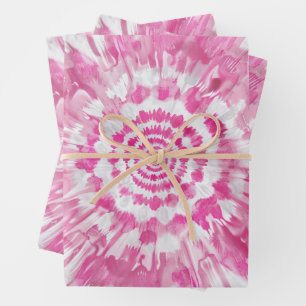 Pink Tie-Dye Spiral Abstract Pattern Wrapping Paper Sheet