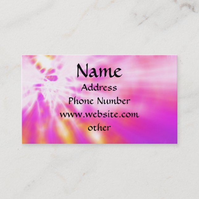 Pink Tie Dyed Business Cards (Front)