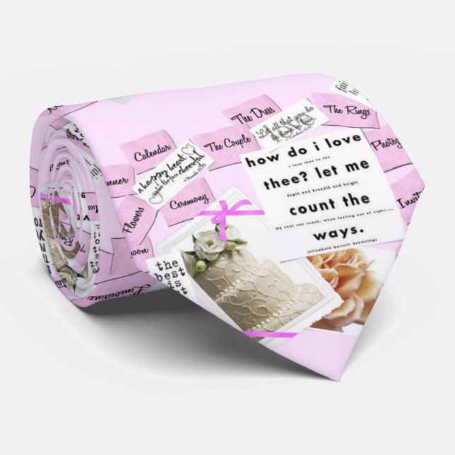 Pink Tie Grooms Groomsmen Wedding How Do I Love (Rolled)