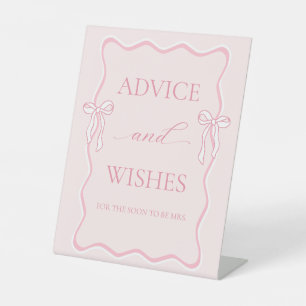 Pink Tie the knot Bridal Shower Advice & Wishes Pedestal Sign
