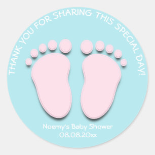 Pink Tiffany Feet Baby Shower Favour Thank You Classic Round Sticker
