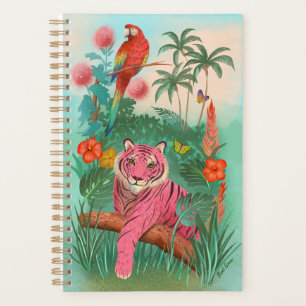 Pink Tiger and Parrot Tropical Jungle Planner