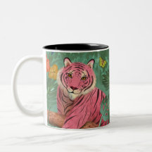 Pink Tiger and Parrot Tropical Jungle