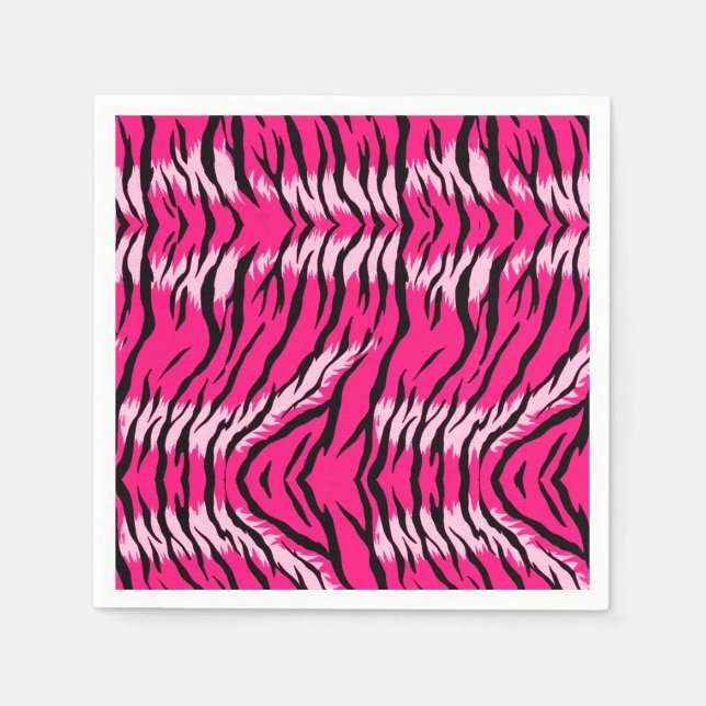 Pink Tiger Animal Skin Pattern Design  Napkin (Front)