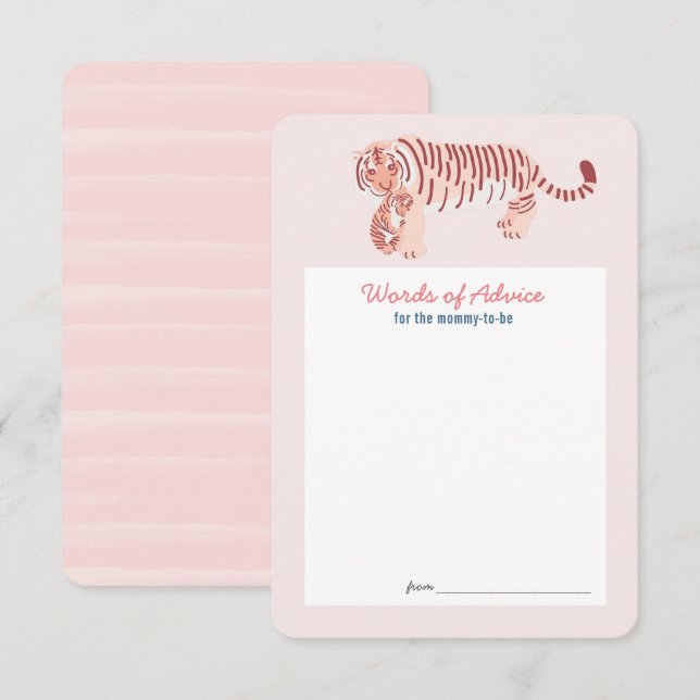 Pink Tiger Baby Shower Advice Card (Front/Back)