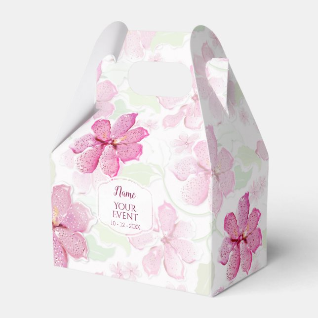 Pink Tiger Lily Clematis Personalised Favour Box (Front Side)
