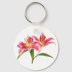 pink tiger lily - customisable key ring