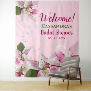 Pink Tiger Lily Pearls Spring Bridal Shower Tapest Tapestry