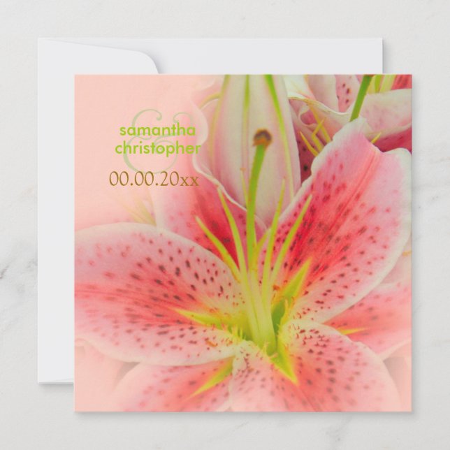 Pink tiger lily/wedding Invitations (Front)