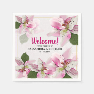 Pink Tiger Lily   Wedding Napkin