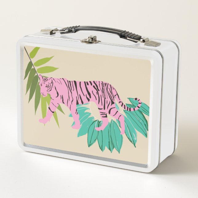 Pink Tiger Metal Lunch Box (Front)