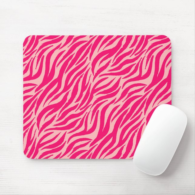 Pink Tiger Stripes Animal Pattern Mouse Mat (With Mouse)