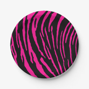 Pink Tiger Stripes Paper Plate